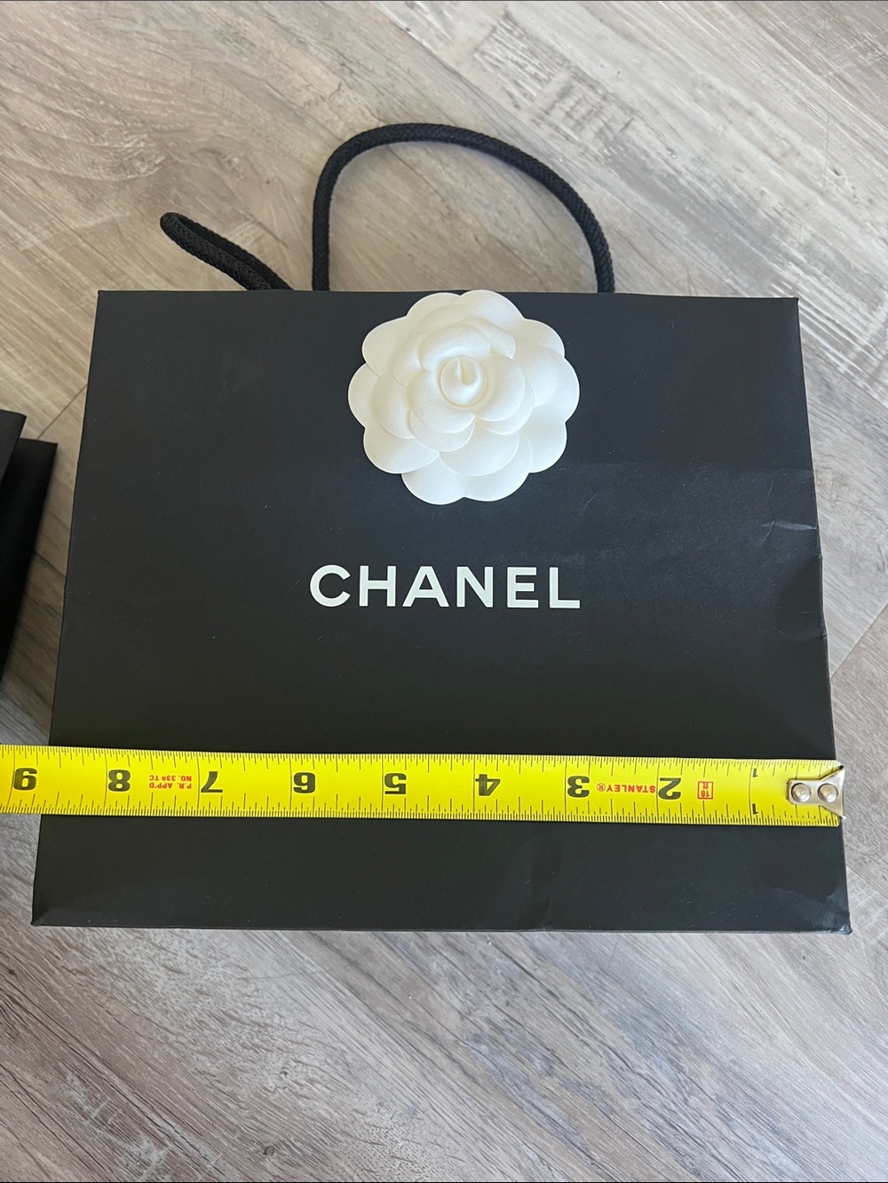 2 CHANEL Black Paper Gift Bags with White Camellia - Picture 12 of 15
